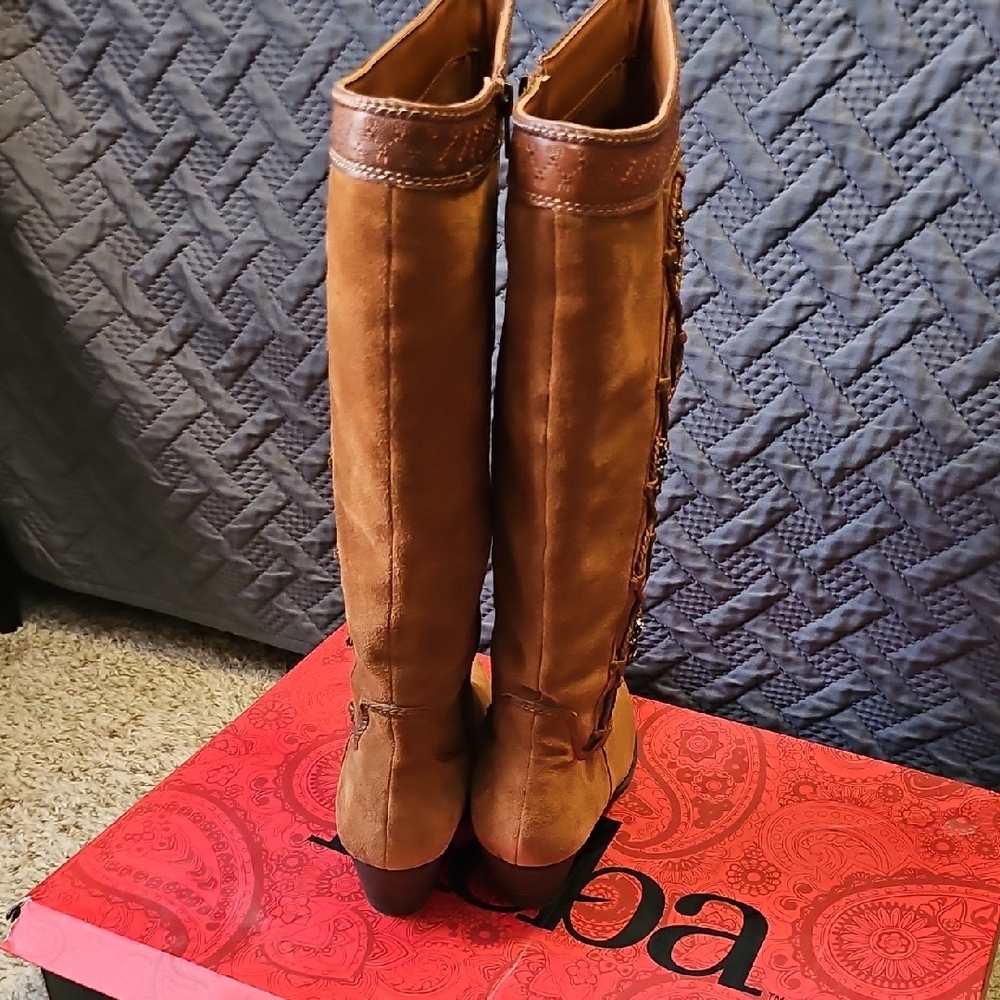 Reba Blairs Pecan Embellished Heeled Boots, Womens Size 9M - Picture 7 of 11